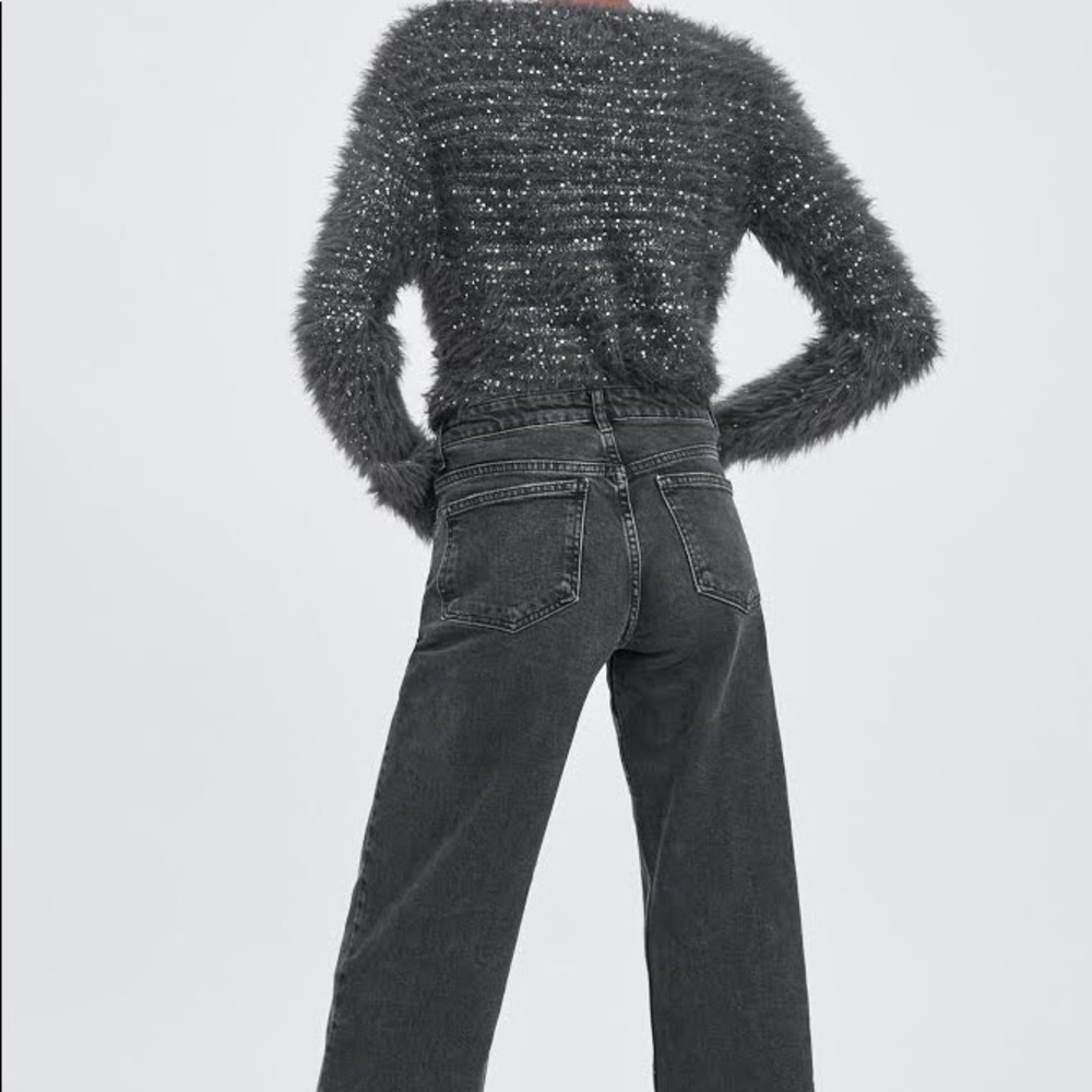 High rise cropped wide leg jeans